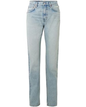 RE/DONE The Blondie Distressed High-Rise Straight-Leg Organic Jeans - Blue