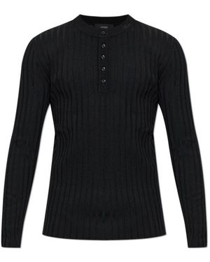 Amiri Script Knit Henley Jumper - Black