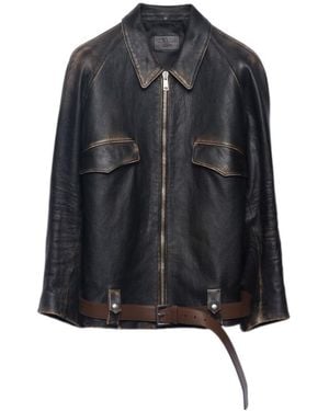Prada Zipped Belted Jacket - Black