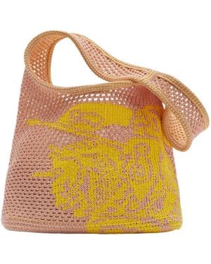 Burberry Ekd Motif Crochet Tote Bag - Orange