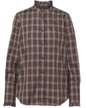 Nili Lotan Elio Ruffled Checked Cotton Shirt - Brown
