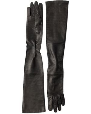 Prada Leather Long Gloves - Black