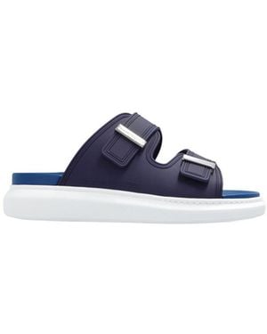 McQueen Logo-Engraved Double-Strap Sandals - Blue