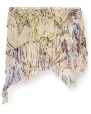 DIESEL O-Silla Printed Crinkled Skirt - Natural