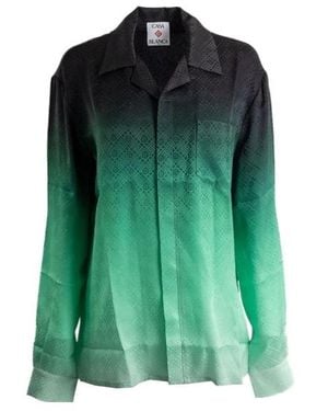 CASABLANCA Gradient Ping Pong Jacquard Long Sleeve Shirt - Green