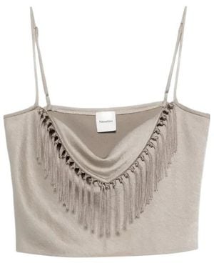 Nanushka Fringe-Detail Sleeveless Top - Gray