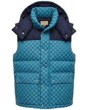 Gucci Gg Monogrammed Down Gilet - Blue