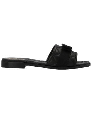Ferragamo Bow Tie Sewn Slippers - Black
