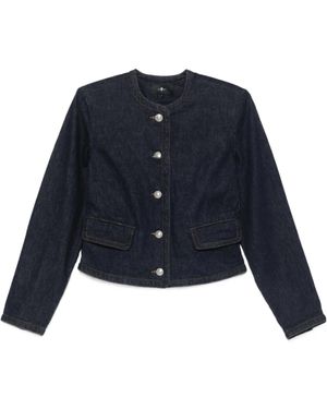 7 For All Mankind Long Sleeve Snap Button Denim Jacket - Blue