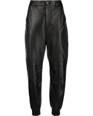 KARL LAGERFELD Logo Embroidered Tapered-Leg Trousers - Black
