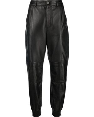 KARL LAGERFELD Logo Embroidered Tapered-Leg Pants - Black