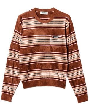 Miu Miu Chenille Stripe Jumper - Brown