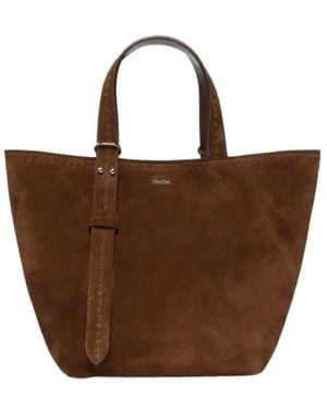 Max Mara Extra-Small Split Leather Archetipo Bag - Brown
