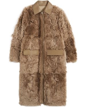 TOTEME Shearling Single-Breasted Maxi Coat - Brown