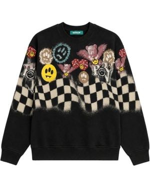 Barrow Graphic-Print Checkered Sweatshirt - Black