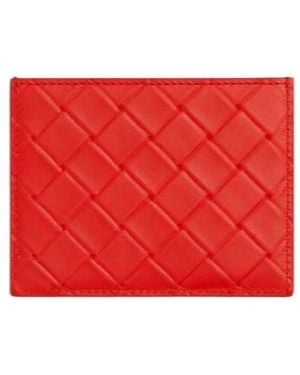 Bottega Veneta Intrecciato Logo Detailed Card Case - Red