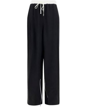 Kiton Wide-Leg Silk Trousers - Black