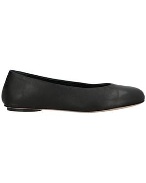 Weekend by Maxmara Minimalist Leather Ballet Flats - Black