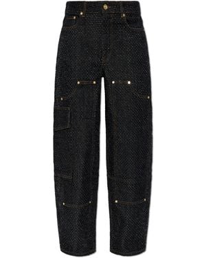 Ganni Jeans With Decorative Finish - Black
