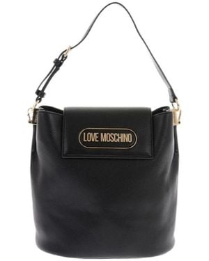 Moschino Logo-Embossed Bucket Bag - Black