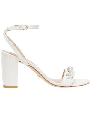 Stuart Weitzman Nearlybare Portia High Heel Sandals With Thick Heels - White