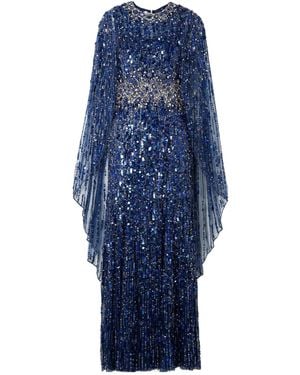 Jenny Packham Embellished Tulle Gown - Blue