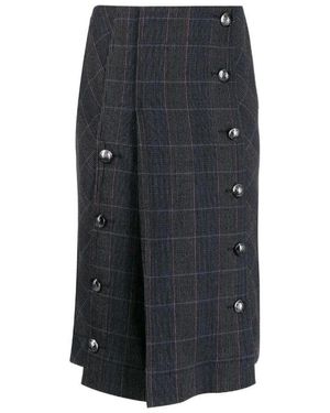 Chloé Checked Pleated Skirt - Gray