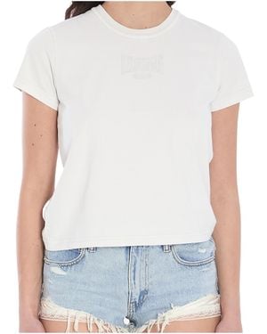 T By Alexander Wang Logo Printed Cropped T-Shirt - White