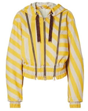 Fendi Striped Cropped Hooded Jacket - Yellow