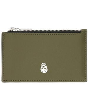 McQueen Skull Printed Zip-Up Cardholder - Green