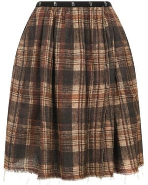 R13 Knee-Length Kilt Reversible Skirt - Brown