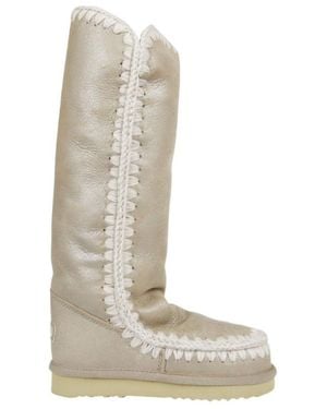 Mou Metallic Leather Boots - White