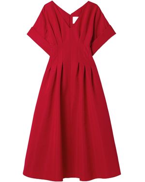 Carolina Herrera Pleated Dress - Red
