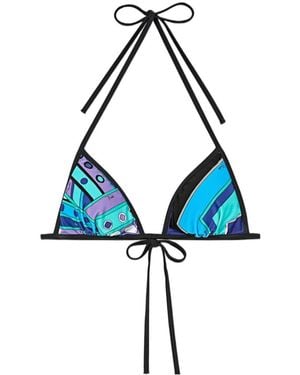 PUCCI Pucci Printed Triangle Bikini Top - Blue