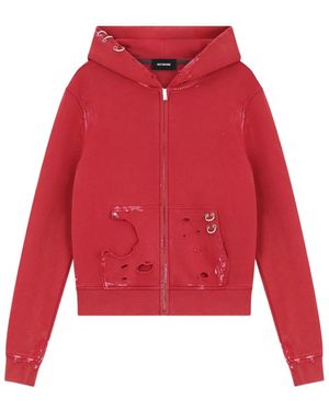 【WE11DONE】 Pierced Zip-Up Hoodie Red we11done Pierced Zip-Up Hoodie in Red for Men | Lyst