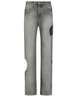 Off-White c/o Virgil Abloh Cut-Out Straight Leg Jeans - Grey