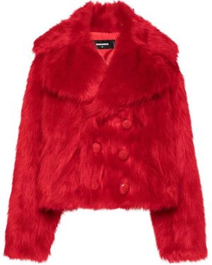 DSquared² Faux-Fur Double-Breasted Jacket - Red