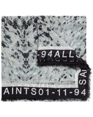 AllSaints Printed Silk Scarf - Gray