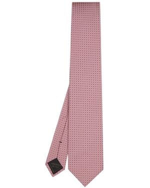 Brioni And Micro Motif Jacquard Silk Tie - Pink
