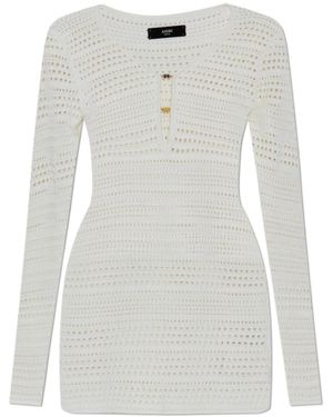 Amiri Crochet Knitted Mini Dress - White