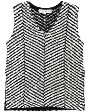 JW Anderson Chevron-Knit Top - Black