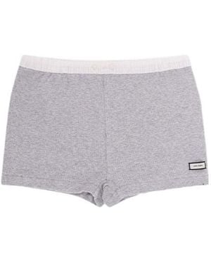 Entire studios Ribbed Elastic-Waist Shorts - Grey