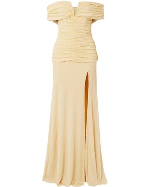 Rebecca Vallance Zaley Off-The-Shoulder Ruched Jersey Gown - Metallic