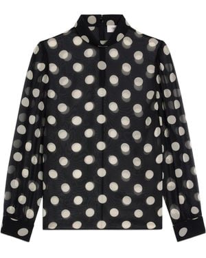 Celine Blouse With Overturned Collar - Black