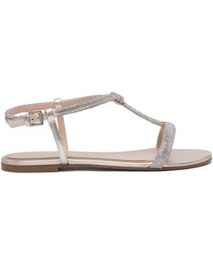 Ninalilou Embellished T-Strap Sandals - White