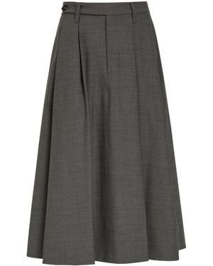 Brunello Cucinelli Tailored Pleated Wool-Blend Midi Skirt - Gray