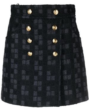 Gucci Double-Breasted Tweed Miniskirt - Black
