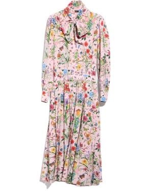 Gucci Printed Silk Chemisier Dress - White