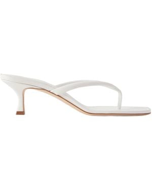 Manolo Blahnik Paterno 50 Leather Thong Sandals - White