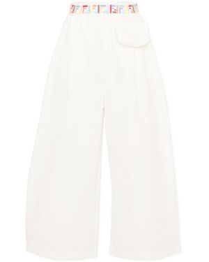 Fendi Elastic Waist Casual Pants - White
